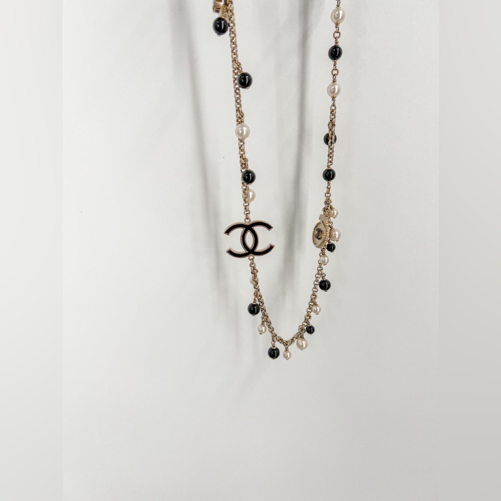 Authentic CHANEL Enamel, Faux Pearl & Resin 100th Anniversary Station Necklace - Picture 11 of 12